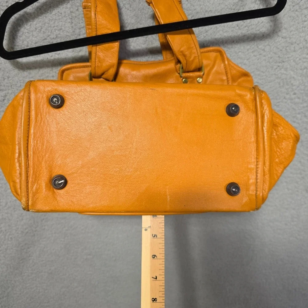 Vintage 70s Cowhide Leather Square Handbag Purse 12x12x7 Burnt Orange Mr. Hide